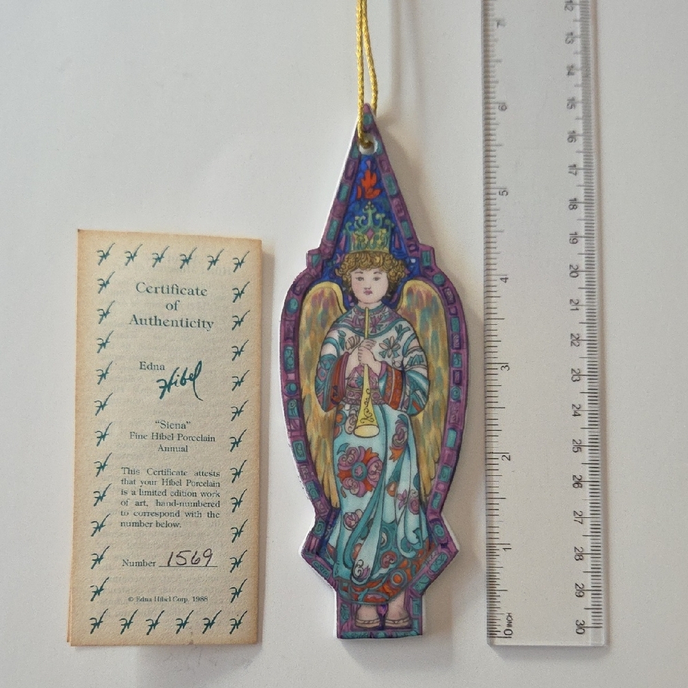Edna Hibel "Siena" Porcelain Window Ornament With Certificate #1569